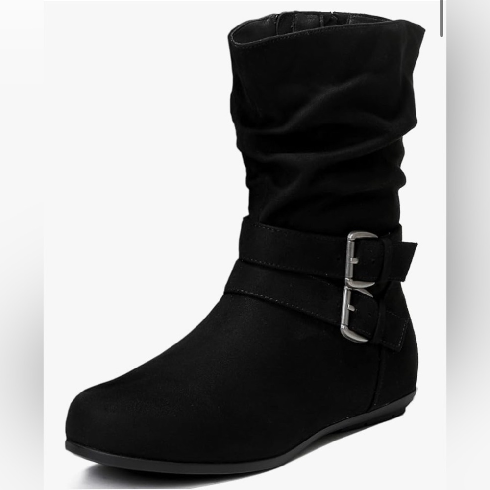 Luoika Women’s Wide Width Ankle Boots with Side Zipper, Black